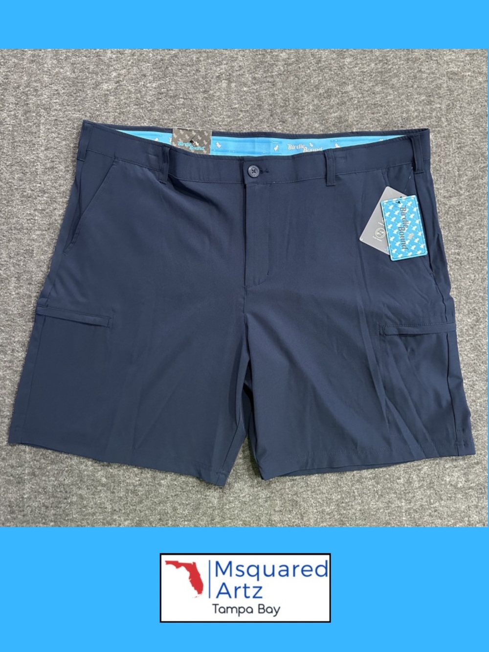 Birdie Bound Golf Shorts Men's Size 44 Navy Performance Stretch Flat Front NWT